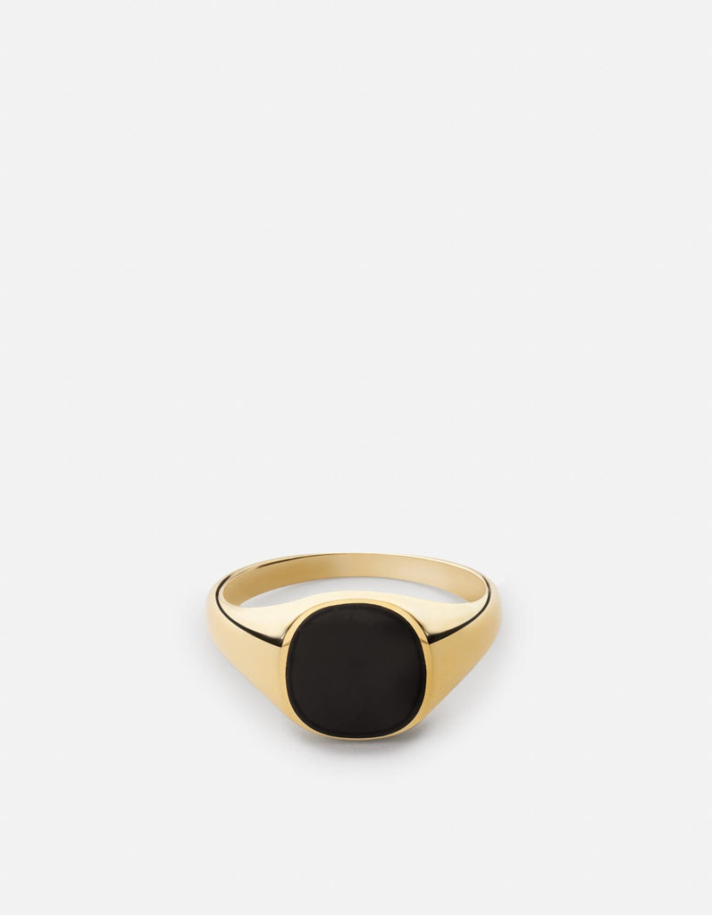 Miansai Rings Olympus Signet Ring, Gold Vermeil/Black Black / 8