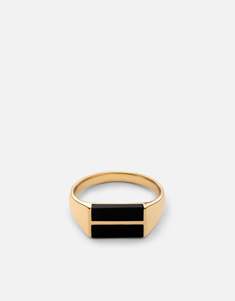 Miansai Rings Duo Onyx Ring, Gold Vermeil