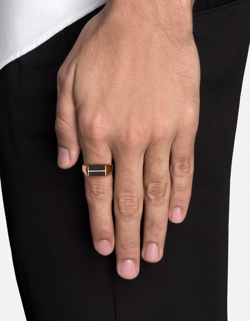 Miansai Rings Duo Onyx Ring, Gold Vermeil