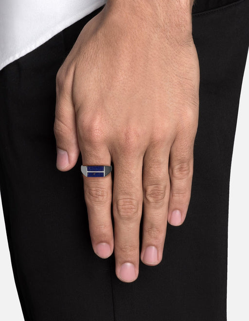 Miansai Rings Duo Lapis Ring, Sterling Silver