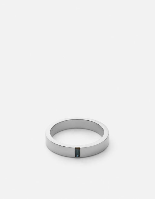 Miansai Rings 4mm Sapphire Baguette Band, Sterling Silver Blue / 10