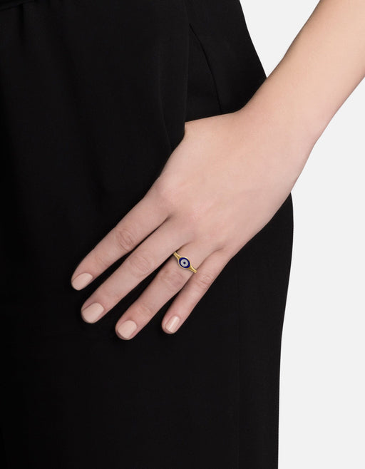 Miansai Rings Single Blue Eye Ring, Gold Vermeil
