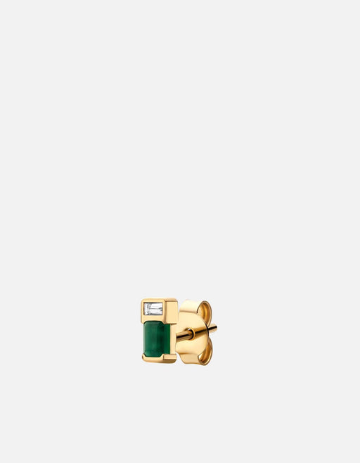 Miansai Earrings Everett Agate Stud Earring, Gold Vermeil/Baguette Sapphire Green / Single