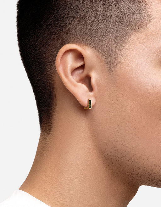 Miansai Earrings Quad Quartz Huggie Earring, Gold Vermeil Green / Single