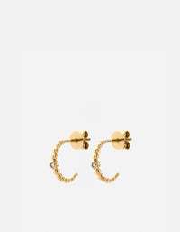 Miansai Earrings Ida Huggie Earrings, 14k Gold Pavé Polished Gold w/ Pave / Pair
