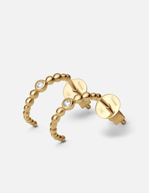Miansai Earrings Ida Huggie Earrings, 14k Gold Pavé Polished Gold w/ Pave / Pair