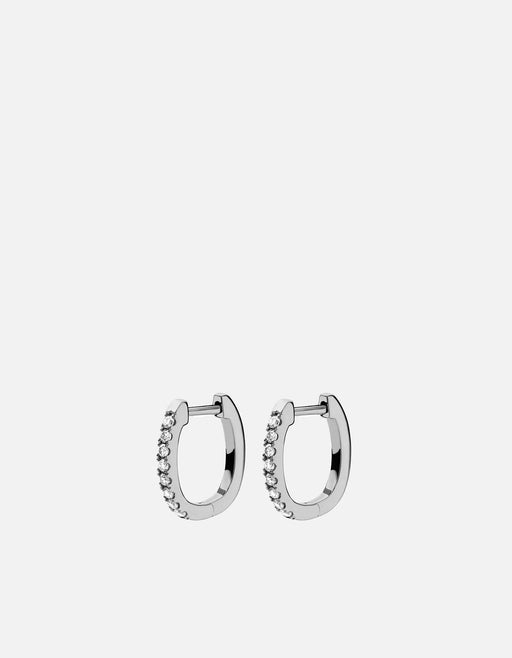 Miansai Earrings Linear Huggie Earrings, 14k White Gold Pavé Polished Gold / Pair