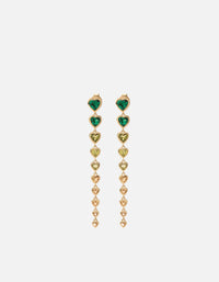 Miansai Earrings Tali Multi Heart Earrings, Gold Vermeil Green / Pair