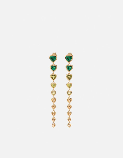 Miansai Earrings Tali Multi Heart Earrings, Gold Vermeil Green / Pair