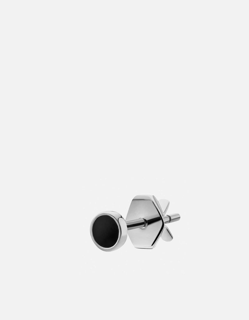 Miansai Earrings Osiris Stud Earring, Sterling Silver w/Enamel Black / Single