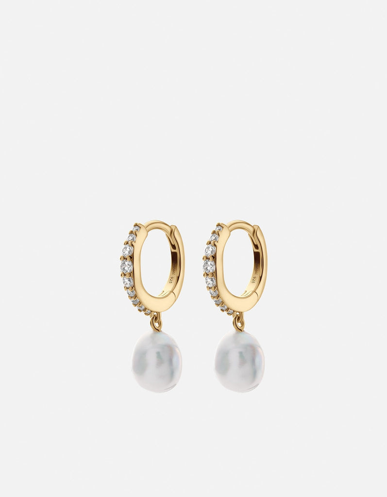 Miansai Earrings Suri Huggie Earrings, Gold Vermeil/Topaz & Pearls Polished Gold / Pair