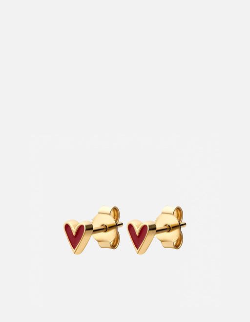 Miansai Earrings Lovelle Heart Studs, Gold Vermeil/Red Red / Pair