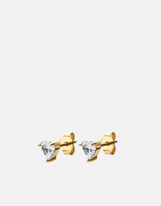 Miansai Earrings Adora Heart Studs, Gold Vermeil/Sapphire White / Pair