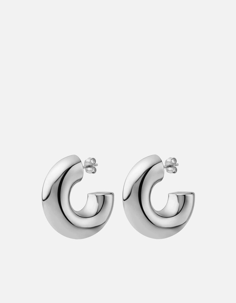 Miansai Earrings Elani Hoop Earrings, Sterling Silver Polished Silver / Pair