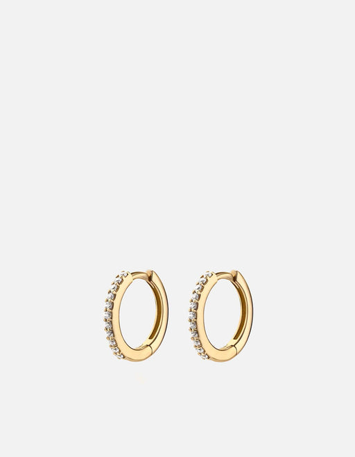 Miansai Earrings Aeri Huggie Diamond Earrings, 14k Gold Polished Gold w/ Pave / Pair