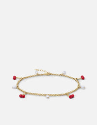 Miansai Anklets Cherry Enamel Anklet, Gold Vermeil w/Pearls Red / O/S