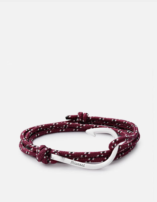 Miansai Hooks/Anchors Hook Rope, Silver Bordeaux / Stainless Silver / Monogram: No