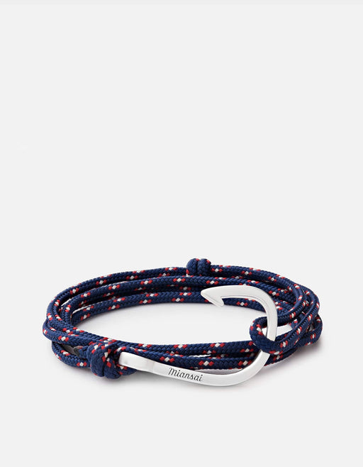 Miansai Hooks/Anchors Hook Rope, Silver Navy Blue / Stainless Silver / Monogram: No