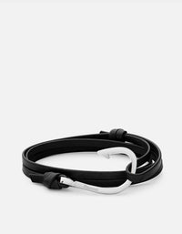 Miansai Hooks/Anchors Hook Leather, Silver Black / Stainless Steel / Monogram: No