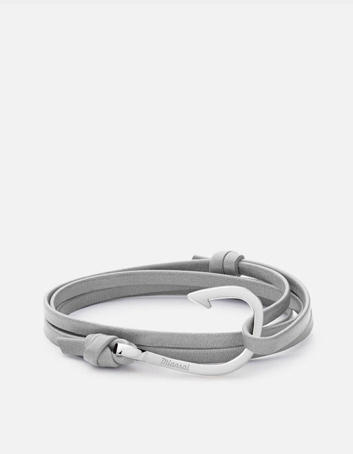 Miansai Hooks/Anchors Hook Leather, Silver Gray / Stainless Steel / Monogram: No