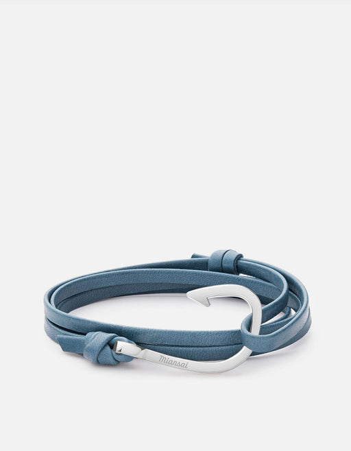 Miansai Hooks/Anchors Hook Leather, Silver Slate / Stainless Steel / Monogram: No