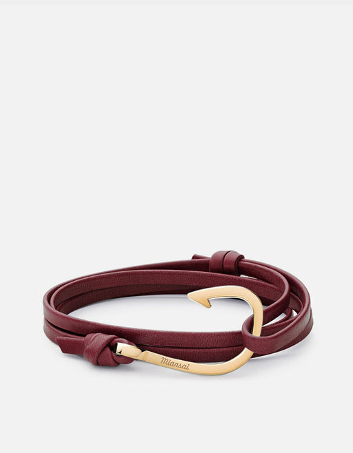 Miansai Hooks/Anchors Hook Leather, Gold Burgundy / Gold Plated / Monogram: No
