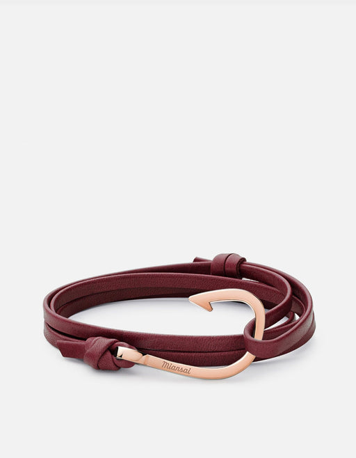 Miansai Hooks/Anchors Hook Leather, Rose Burgundy / Rose Plated