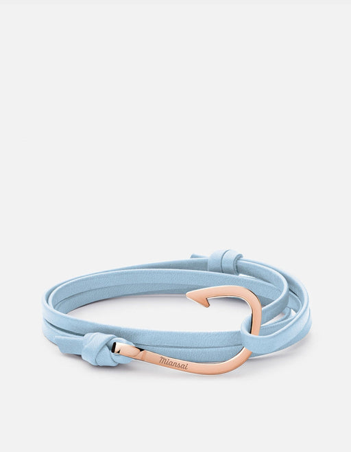 Miansai Hooks/Anchors Hook Leather, Rose Sky Blue / Rose Plated