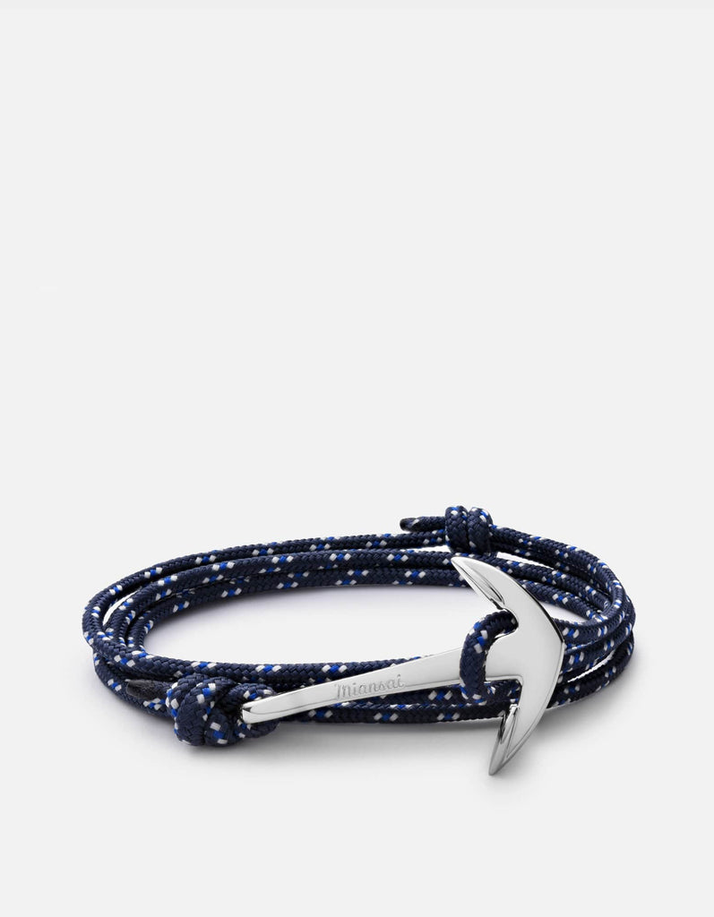 Miansai Hooks/Anchors Anchor Rope, Silver Indigo / Stainless Steel / Monogram: No