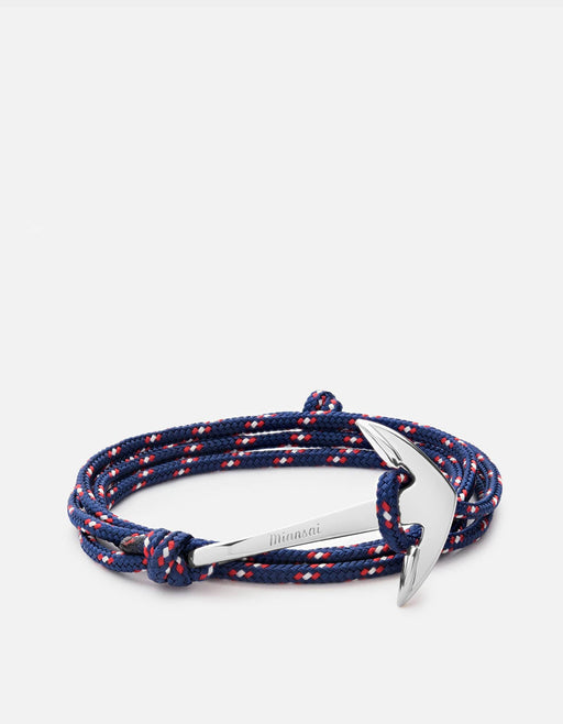 Miansai Hooks/Anchors Anchor Rope, Silver Navy Blue / Stainless Steel / Monogram: No
