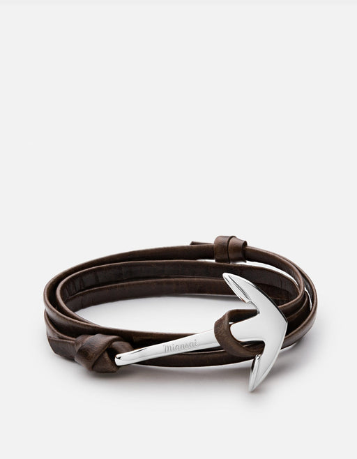 Miansai Hooks/Anchors Anchor Leather, Silver Cafecito / Stainless Steel / Monogram: No