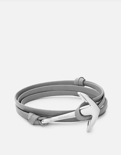 Miansai Hooks/Anchors Anchor Leather, Silver Gray / Stainless Steel / Monogram: No