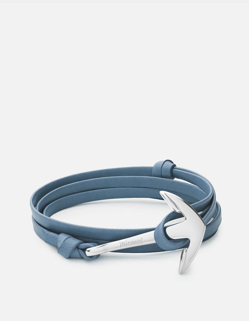 Miansai Hooks/Anchors Anchor Leather, Silver Slate / Stainless Steel / Monogram: No