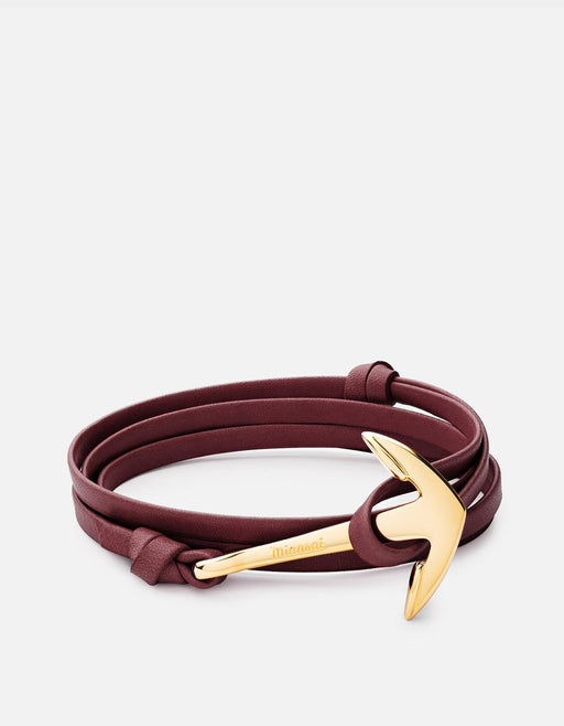 Miansai Hooks/Anchors Anchor Leather, Gold Burgundy / Gold Plated / Monogram: No