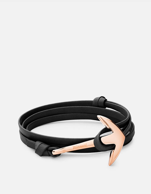 Miansai Hooks/Anchors Anchor Leather, Rose Black / Rose Plated