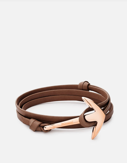 Miansai Hooks/Anchors Anchor Leather, Rose Brown / Rose Plated