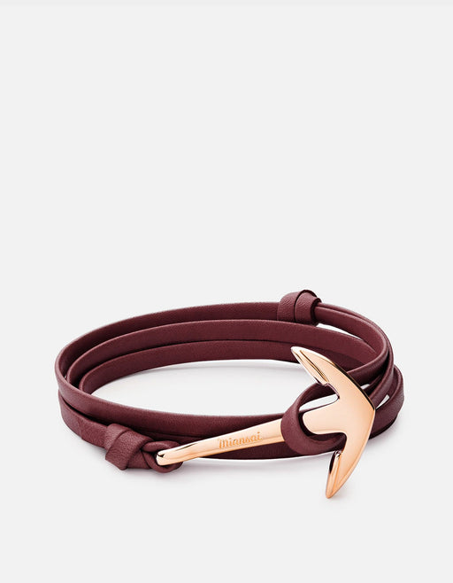 Miansai Hooks/Anchors Anchor Leather, Rose Burgundy / Rose Plated