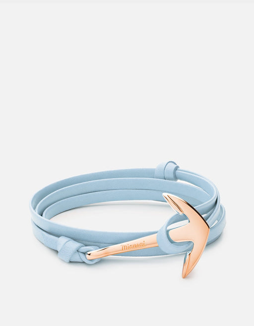 Miansai Hooks/Anchors Anchor Leather, Rose Sky Blue / Rose Plated
