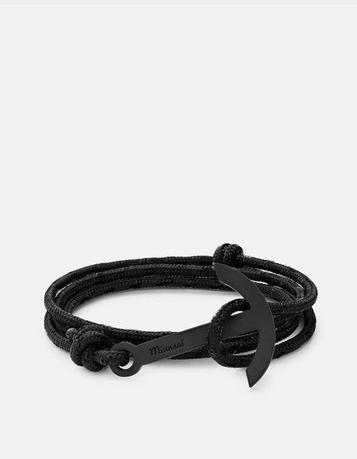 Miansai Hooks/Anchors Modern Anchor on Rope Bracelet, Noir Solid Black / O/S