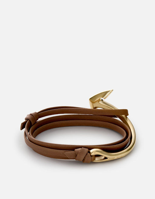 Miansai Bracelets Anchor Half-Cuff Leather, Matte Gold
