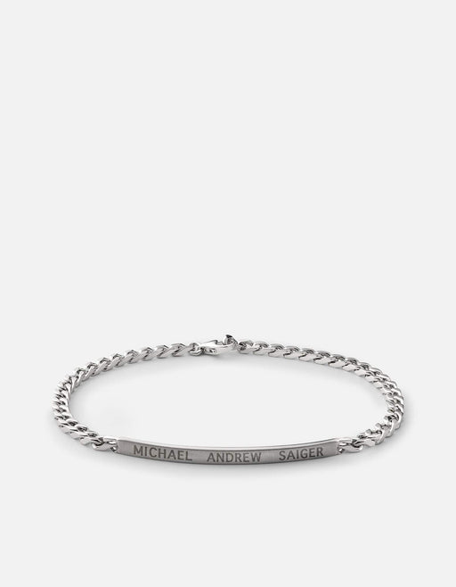 Miansai Bracelets 3mm ID Chain Bracelet, Matte Sterling Silver Matte Silver / M/L / Monogram: Yes