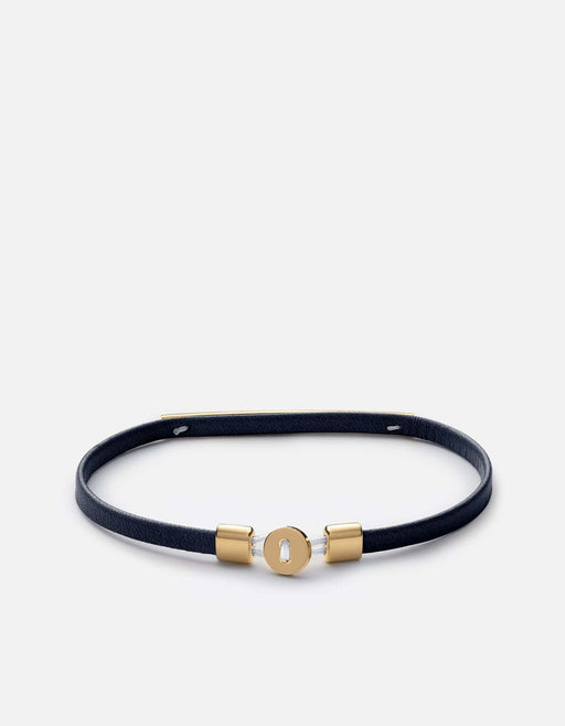 Miansai Bracelets Nexus ID Leather Bracelet, Gold Vermeil