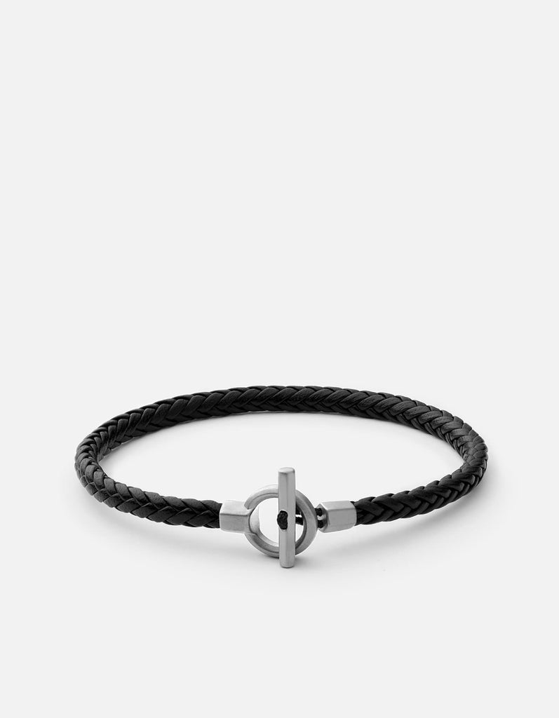 Miansai Bracelets Atlas Leather Bracelet, Matte Sterling Silver Black / S