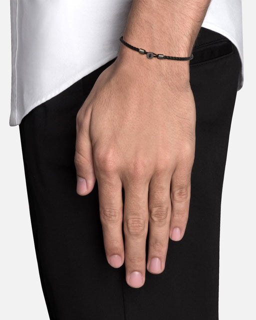 Miansai Bracelets Nexus Leather Bracelet, Matte Black Rhodium