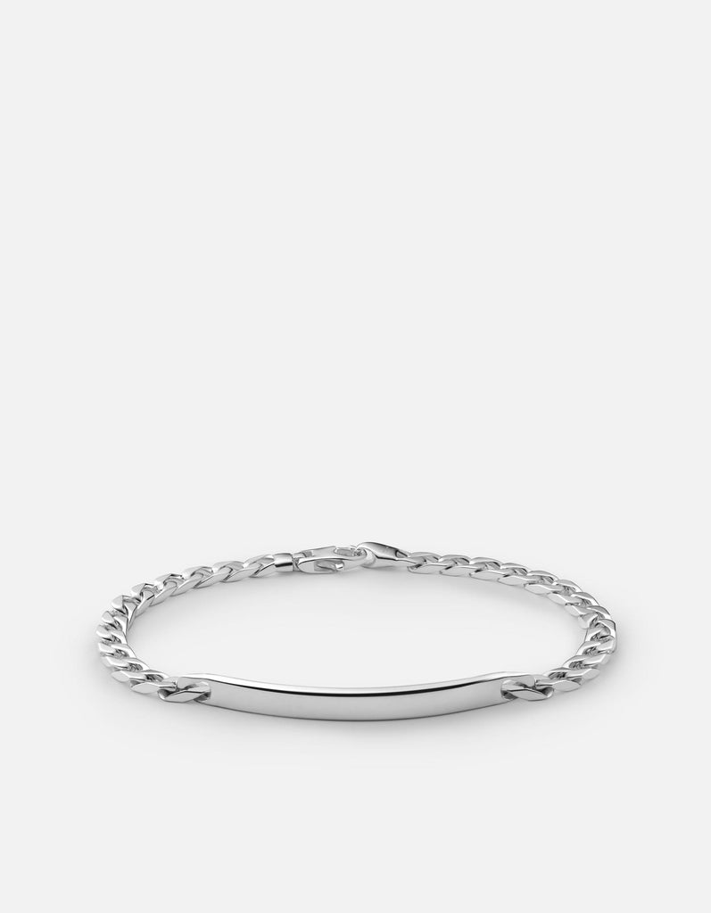 Miansai Bracelets 4mm ID Chain Bracelet, Sterling Silver Polished Silver / M / Monogram: No