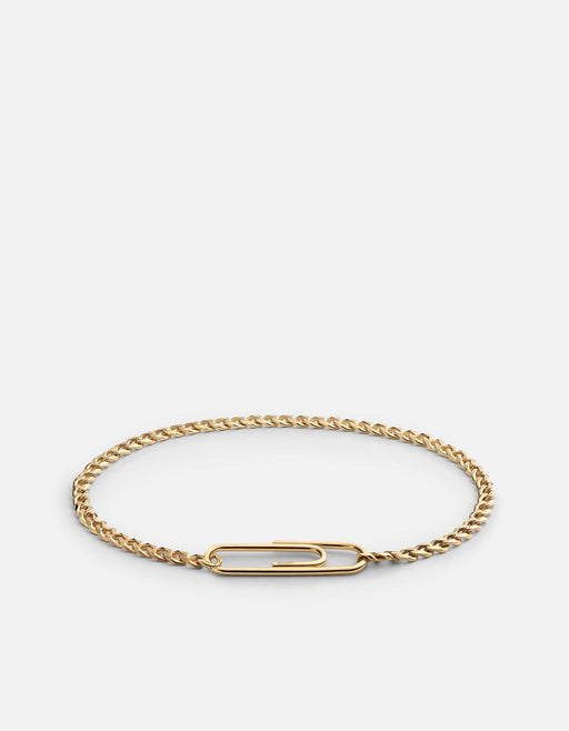 Miansai Bracelets Cuban Link Paper Clip Bracelet, Gold Vermeil Polished Gold / S