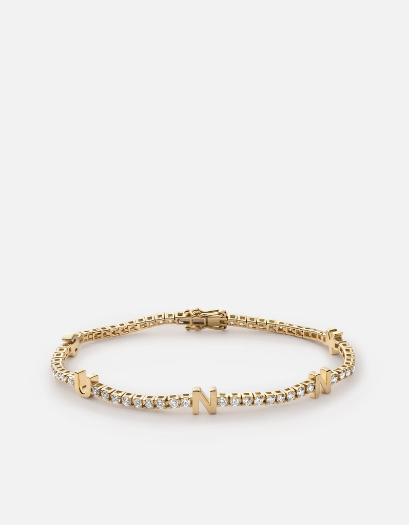 Miansai Signature Tennis Bracelet, 14k Gold Pavé Polished Yellow 14k Gold/Pave/1 Letter / S / Monogram: Yes