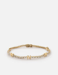 Miansai Signature Tennis Bracelet, 14k Gold Pavé Polished Yellow 14k Gold/Pave/1 Letter / S / Monogram: Yes