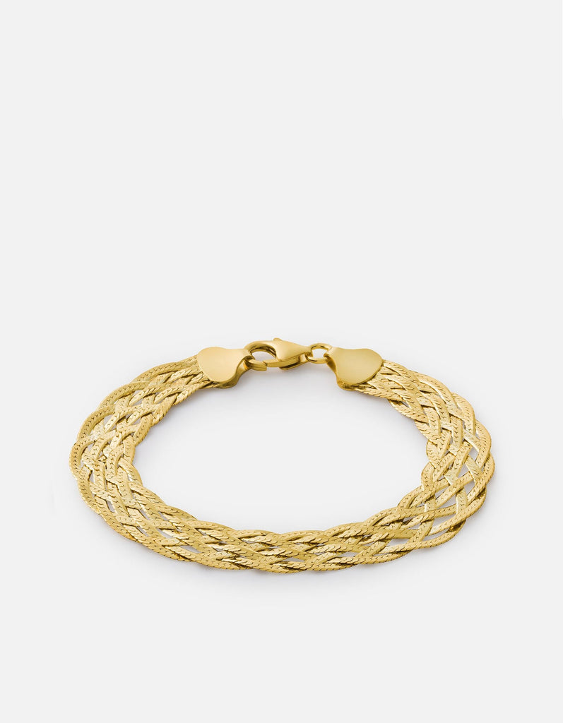 Miansai Bracelets Braided Herringbone Bracelet, Gold Vermeil Polished Gold / S