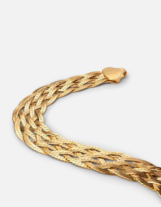 Miansai Bracelets Braided Herringbone Bracelet, Gold Vermeil Polished Gold / S